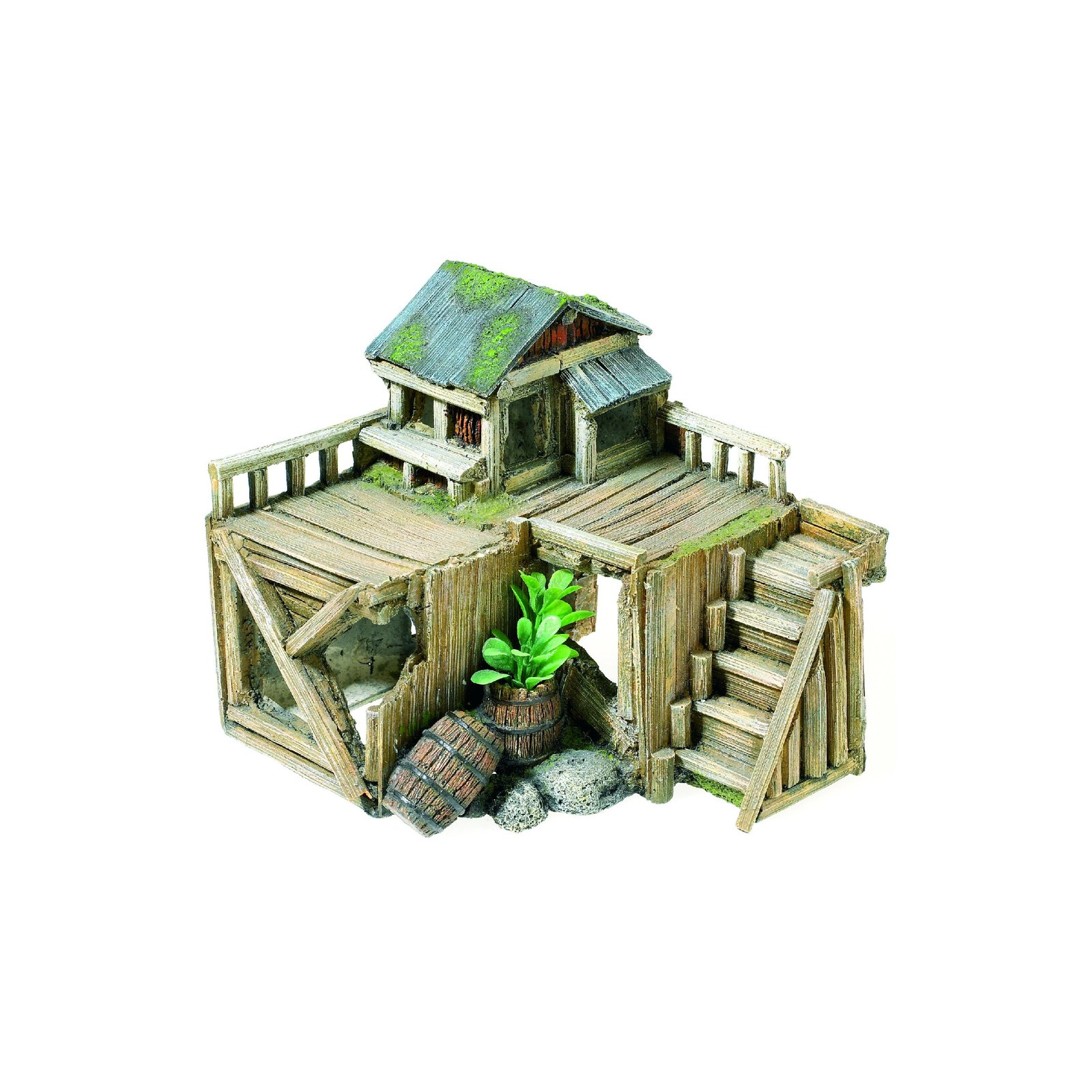 Wooden House with Plants