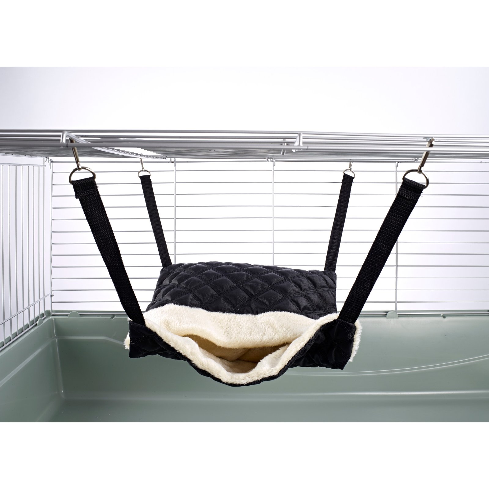 Fluffy Lined Hammock With Pouch: Quilted Black