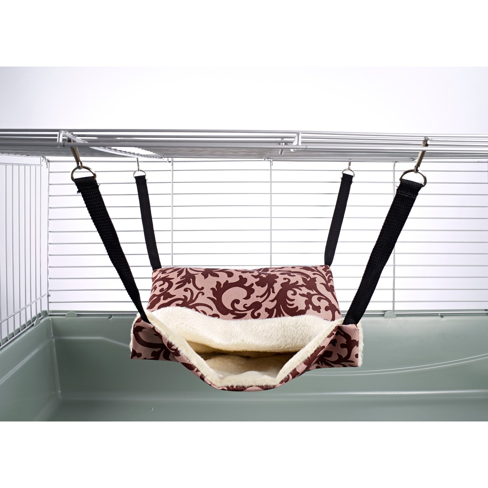# Fluffy Lined Hammock With Pouch: Damask